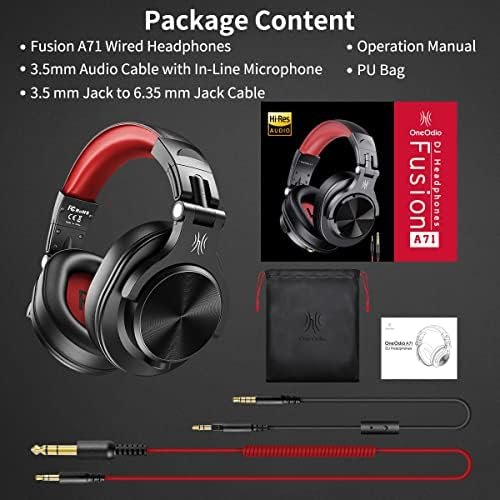 OneOdio A71 Hi-Res Studio Recording Headphones - Wired Over Ear Headphones with SharePort, Professional Monitoring & Mixing Foldable Headphones with Stereo Sound (Red) - Image 7