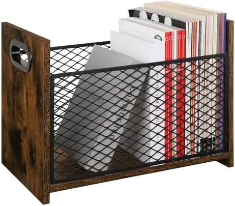 YINMIT Magazine Holder, Magazine Rack for Desktop and Home Office, Farmhouse File Storage Basket for Letters, Magazines, Books, Newspapers (Large)