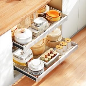 Pull out Cabinet Organizer, Expandable(20.5"-30") under sink organizer Heavy Duty Slide out Drawers for Pots and Pans, Pullout Cabinet Shelves, Roll out Shelf Storage for Kitchen Home, Pantry