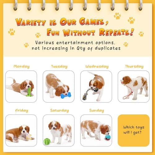 KIPRITII Dog Chew Toys for Puppy - 23 Pack Puppies Teething Chew Toys for Boredom, Pet Dog Toothbrush Chew Toys with Rope Toys, Treat Balls and Dog Squeaky Toy for Puppy and Small Dogs - Image 4