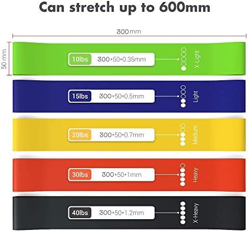 Resistance Bands Set for Men and Women, Pack of 5 Different Levels Elastic Band for Home Gym Long Exercise Workout – Great Fitness Equipment for Training, Yoga – Free Carrying Bag - Image 2