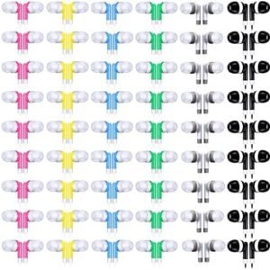 Konohan 60 Pack Earbuds Bulk Kids Headphones Earphones 6 Colors Ear Buds Bulk with Wire Individually Bagged for Students for Classroom School