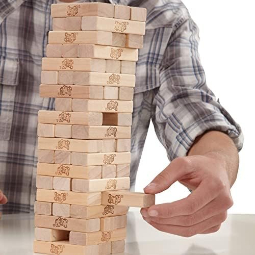 Hasbro Gaming Jenga Classic Game with Genuine Hardwood Blocks, Stacking Tower Game for 1 or More Players, Kids Easter Basket Stuffers, Ages 6+ - Image 9