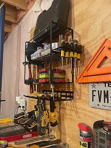 ZEAKOC Power Tool Organizer, 4 Layers Heavy Duty Drill Holder Wall Mount,Metal Garage Tool Organization for Efficient Power Tool Storage,Separate Tool Rack Dad Gift for Father's Day - Image 8
