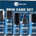 Gifts for Men,Mens Anti Aging Skin Care Kit,Reduce Wrinkles & Hydrate Skin w/Facial Cleanser,Scrub,Cream,Serum,Eye Cream Unique Men Gifts Stocking Stuffers for Christmas,Gift for Him Boyfriend Husband