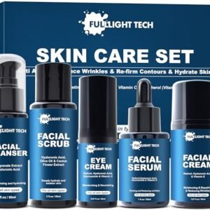 Gifts for Men,Mens Anti Aging Skin Care Kit,Reduce Wrinkles & Hydrate Skin w/Facial Cleanser,Scrub,Cream,Serum,Eye Cream Unique Men Gifts Stocking Stuffers for Christmas,Gift for Him Boyfriend Husband