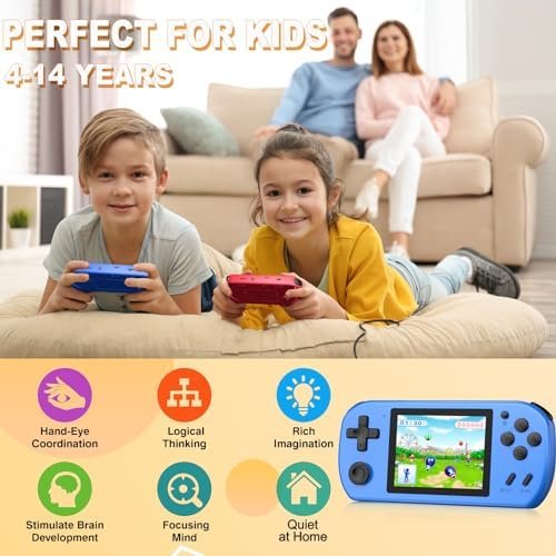CULAGEiMi Handheld Game Console for Kids Adults Built-in 270 Retro Video Games, Portable Gaming System with Rechargeable Battery Gamepad, Mini Arcade Toys Supports 2 Players Birthday Xmas Gifts, Blue - Image 3