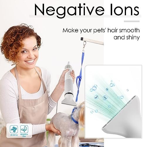 ThinkPet Dog Hair Dryer for Pet Grooming High Velocity Force Blower, Lightweight Portable Dog Dryer for Small Medium Large Dogs Grooming Hair Dryer - 4 Levels Temperature 3 Blow Speed 4 Nozzle White - Image 7