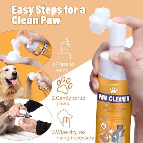 GJYC PET Paw Cleaner for Dogs and Cats,Magic Foam - Clean Paws No-Rinse Foaming Cleanser-Dry Shampoo, Foot Cleaner Brush - with Rose Extract, Odor Control Wash - Good for Puppy - Image 2