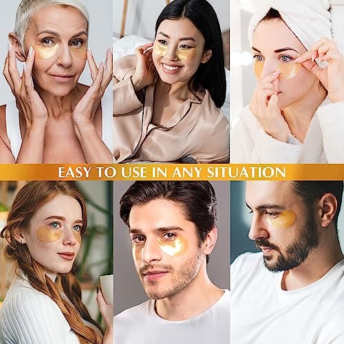 Enaskin Naturals Under Eye Patches Dark Circles Under Eye Masks for Puffiness - 24K Gold Eye Gel Pads Retinol Collagen Hyaluronic Acid Moisturizing & Reducing Wrinkles (24K Gold) - Image 6