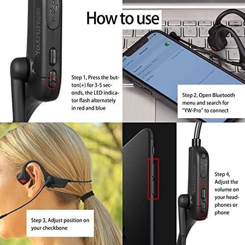 YouthWhisper Bone Conduction Headphones Bluetooth Open-Ear Headphones with Mic Noise-Canceling Microphone, Wireless Headset with Mic for Work, Learning, Running, Driving, Remote Meeting(Pro) - Image 9