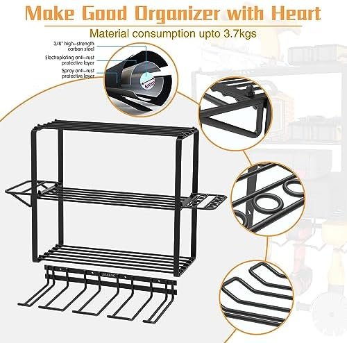 ZEAKOC Power Tool Organizer, 4 Layers Heavy Duty Drill Holder Wall Mount,Metal Garage Tool Organization for Efficient Power Tool Storage,Separate Tool Rack Dad Gift for Father's Day - Image 2