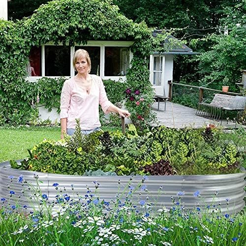 Land Guard Galvanized Raised Garden Bed Kit, Galvanized Planter Garden Boxes Outdoor, Oval Large Metal for Vegetables……… - Image 6