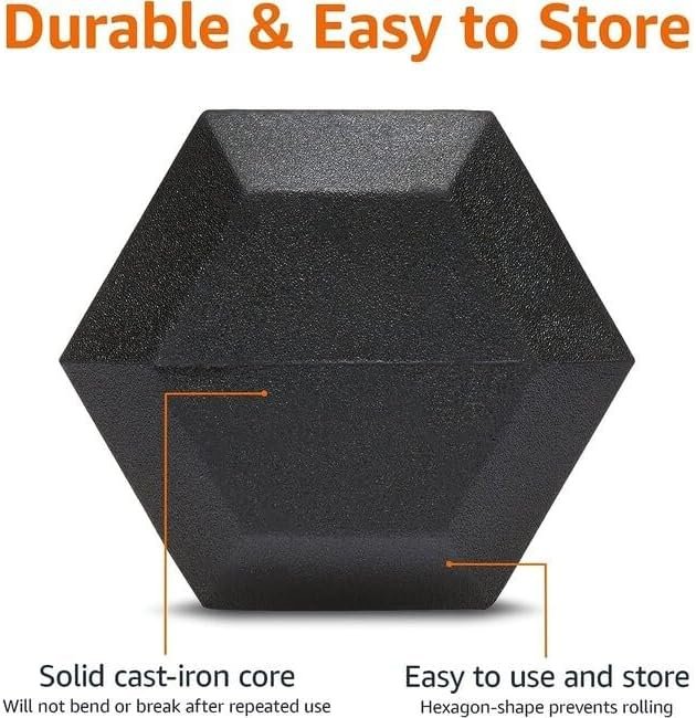 Amazon Basics Rubber Encased Exercise & Fitness Hex Dumbbell, Single, Hand Weight For Strength Training - Image 3