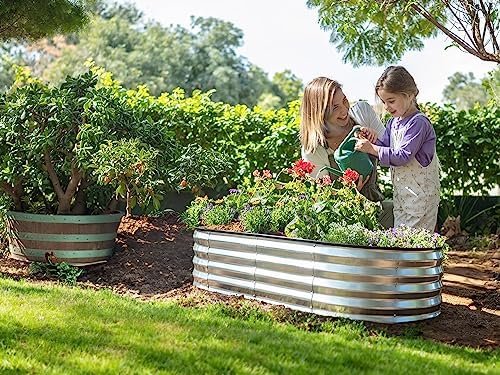 Galvanized Raised Garden Beds Outdoor // 4×2×1 ft Planter Raised Beds for Gardening, Vegetables, Flowers // Large Metal Garden Box (Silver) // Patent Pending Tool-Free Assembly - Image 6