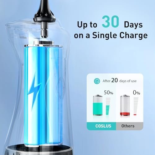 COSLUS Water Dental Flosser Pick for Teeth: 4 Modes Cordless Portable 300ML Larger Tank Water Teeth Cleaner IPX7 Waterproof Flossing Cleaning Picks for Home Travel FC5360 - Image 4