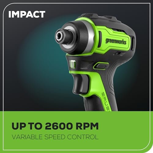 Greenworks 24V Brushless Cordless Drill and Impact Driver,Power Tool Combo Kit Included 1/2”Drill & 1/4”Hex Impact Driver and (2) Batteries, Fast Charger, 2 pcs Drill Bit Set & Bag - Image 9