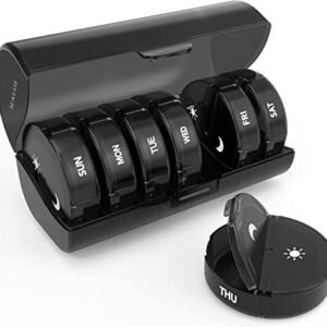 Weekly Pill Organizer 7 Day 2 Times a Day, Sukuos Large Travel Pill Box for Pills/Vitamin/Fish Oil/Supplements, Daily Medicine Organizer Box, BPA Free Pill Case, Easy to Clean