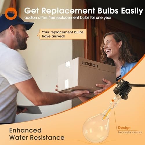 addlon 100FT(2-Pack*50FT) LED Outdoor String Lights, G40 Globe Patio Lights 2200K Dimmable with 54 Shatterproof Bulbs(4 Spare), Vintage Waterproof Connectable Hanging Lights for Backyard House Party - Image 2
