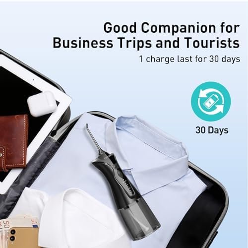 COSLUS Water Dental Flosser Pick for Teeth: 4 Modes Cordless Portable 300ML Larger Tank Water Teeth Cleaner IPX7 Waterproof Flossing Cleaning Picks for Home Travel FC5360 - Image 8