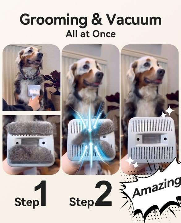 oneisall Dog Hair Vacuum & Dog Grooming Kit, Pet Grooming Vacuum with Pet Clipper Nail Grinder, 1.5L Dust Cup Dog Brush Vacuum with 7 Pet Grooming Tools for Shedding Pet Hair, Home Cleaning - Image 2