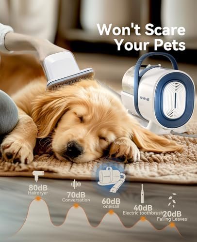 oneisall Dog Hair Vacuum & Dog Grooming Kit, Pet Grooming Vacuum with Pet Clipper Nail Grinder, 1.5L Dust Cup Dog Brush Vacuum with 7 Pet Grooming Tools for Shedding Pet Hair, Home Cleaning - Image 3