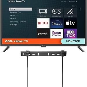 ONN 32-inch Roku Smart TV LED + Free Wall Mount with Wi-Fi Connectivity and Mobile App | Flat Screen TV Compatible with Apple Home Kit | Alexa and Google Assistant (Renewed)