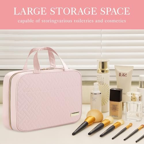 HOTOR Travel Toiletry Bag - Toiletry Bag w/Hanging Hook - Spacious Toiletry Bag for Women & Men, Makeup Bag/Big Comparment, Waterproof for Travel Accessories, Travel Essentials, Medium, Pink - Image 2