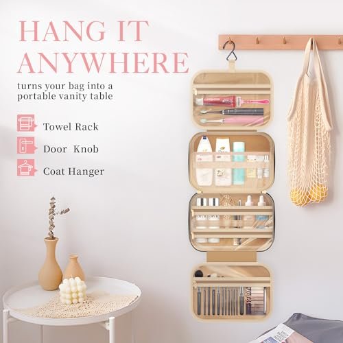 HOTOR Travel Toiletry Bag - Toiletry Bag w/Hanging Hook - Spacious Toiletry Bag for Women & Men, Makeup Bag/Big Comparment, Waterproof for Travel Accessories, Travel Essentials, Medium, Pink - Image 4