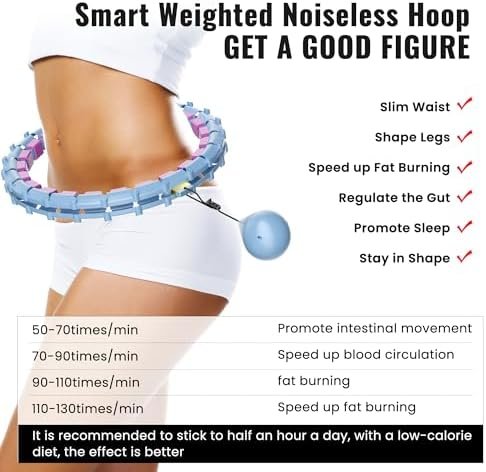 65inch 32 Knots Plus Size Quiet Weighted Hula Infinity Fitness Detachable Hoops, Smart Noiseless Infinity Hula for Women, 2 in 1 Waist and Abdominal Workout Equipment at Home - Image 7