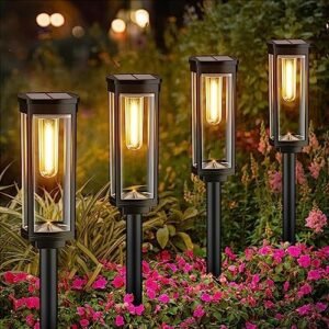 Bright Solar Pathway Lights Outdoor, 8 Pack Solar Powered Garden Lights Waterproof, Auto On/Off Solar Yard Lights for Lawn Patio Walkway Driveway Decor Landscape Lighting