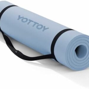 YOTTOY Yoga Mat，Extra Thick Yoga Mat (1/2inch),Professional TPE Exercise Mat,Non-Slip Workout Mat for Yoga, Pilates, Fitness, Barefoot Workouts, Home Gym Studio with Strap