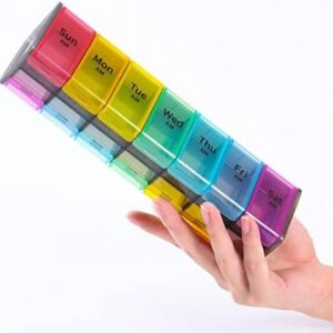 Extra Large Weekly Pill Organizer - 2 Times a Day Pill Box Case, AM PM Pill Organizer 7 Day, Jumbo Pill Container for Supplements Big Pill Holder Twice A Day, XL Daily Medicine Organizer for Vitamins