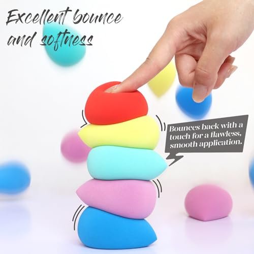 BEAKEY Makeup Sponge 5 Pcs Set, Latex-Free Boun Boun Beauty Sponge for Blending, Makeup Sponges for Foundation Liquid Cream and Powder. Blender for Enhanced Make Up Application, Halloween Makeup Tools - Image 2