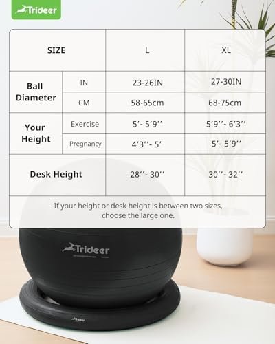 Trideer Ball Chair Yoga Ball Chair Exercise Ball Chair with Base & Bands for Home Gym Workout Ball for Abs, Stability Ball & Fitness Ball Seat to Relieve Back Pain - Image 6