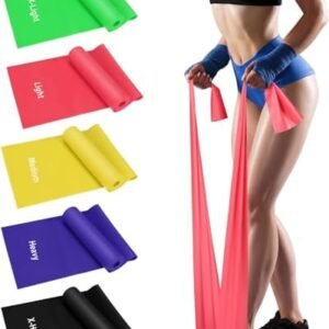 Exercise Bands for Working Out, Resistance Bands Set with 5 Resistance Levels, Skin-Friendly Elastic Bands with Carrying Pouch for Home Workout