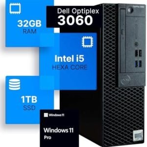 Dell Optiplex 3060 Desktop Computer | Intel i5-8500 (3.2) | 32GB DDR4 RAM | 1TB SSD Solid State | Windows 11 Professional | Home or Office PC (Renewed)