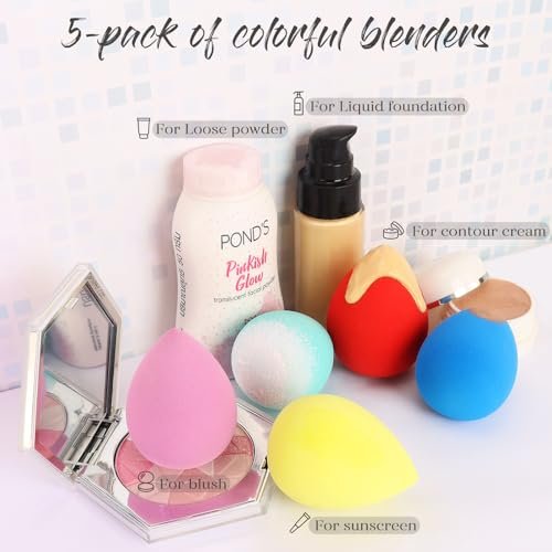 BEAKEY Makeup Sponge 5 Pcs Set, Latex-Free Boun Boun Beauty Sponge for Blending, Makeup Sponges for Foundation Liquid Cream and Powder. Blender for Enhanced Make Up Application, Halloween Makeup Tools - Image 6