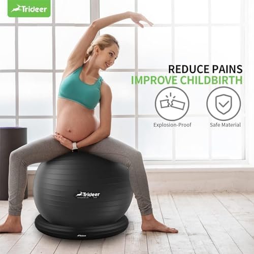 Trideer Ball Chair Yoga Ball Chair Exercise Ball Chair with Base & Bands for Home Gym Workout Ball for Abs, Stability Ball & Fitness Ball Seat to Relieve Back Pain - Image 4