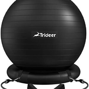 Trideer Ball Chair Yoga Ball Chair Exercise Ball Chair with Base & Bands for Home Gym Workout Ball for Abs, Stability Ball & Fitness Ball Seat to Relieve Back Pain