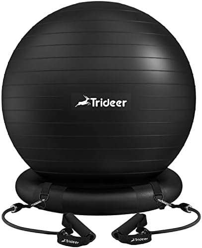 Trideer Ball Chair Yoga Ball Chair Exercise Ball Chair with Base & Bands for Home Gym Workout Ball for Abs, Stability Ball & Fitness Ball Seat to Relieve Back Pain