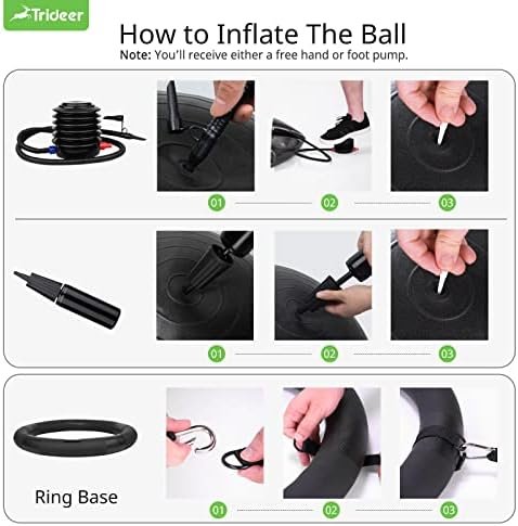 Trideer Ball Chair Yoga Ball Chair Exercise Ball Chair with Base & Bands for Home Gym Workout Ball for Abs, Stability Ball & Fitness Ball Seat to Relieve Back Pain - Image 8