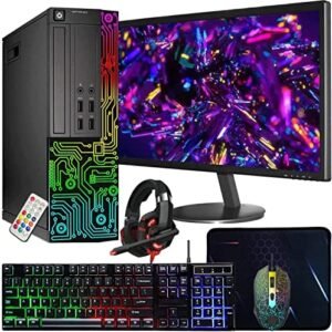 Dell Optiplex Small Desktop Computer (SFF) PC | Quad Core Intel i5 (3.2GHz) | 16GB DDR3 RAM | 512GB SSD | 24 Inch Monitor | RGB Gaming Keyboard & Mouse, Headset | Windows 10 Pro (Renewed)