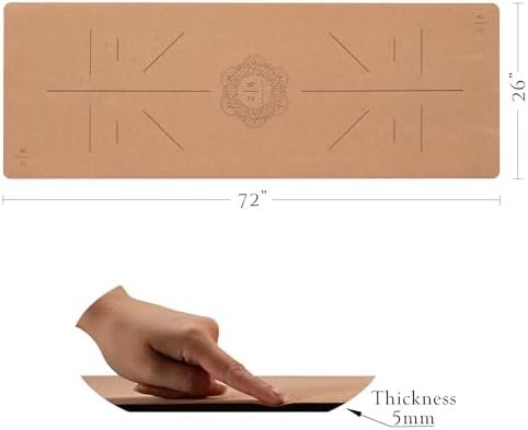 Premium Cork Yoga Mat - Always Stays Flat - Non Toxic Yoga Mat - Natural Cork & Rubber - Non Slip Yoga Mat for Hot Yoga - Yoga Mat With Strap - Yoga Mat Thick 5mm - Size 72" x 26" - Image 6