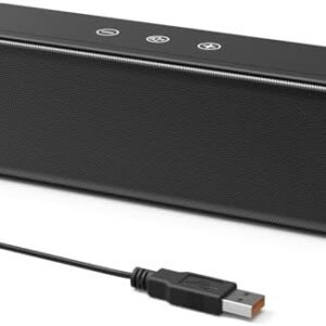 [Upgraded] USB Computer Speakers for Desktop PC, Laptop | Plug-N-Play | Small Soundbar with Crystal-Clear Sound, Loud Volume, Deep Bass, Touch Control, Compatible with Windows, macOS, ChromeOS, Linux