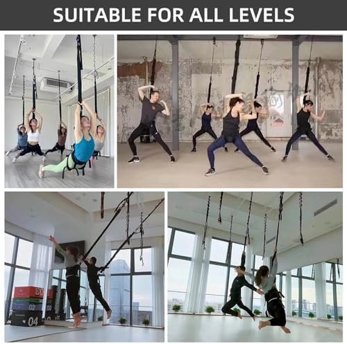 PRIOR FITNESS Bungee Fitness Set Yoga Bungee Adjustable Rope Resistance Air Dance Rope Exercise Fitness Home Gym Professional Training Equipment (50-100KG/110-220POUNDS) - Image 7