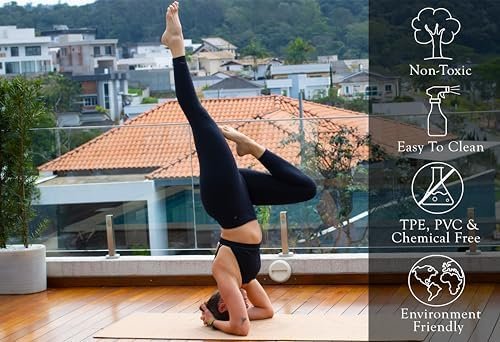 Premium Cork Yoga Mat - Always Stays Flat - Non Toxic Yoga Mat - Natural Cork & Rubber - Non Slip Yoga Mat for Hot Yoga - Yoga Mat With Strap - Yoga Mat Thick 5mm - Size 72" x 26" - Image 4