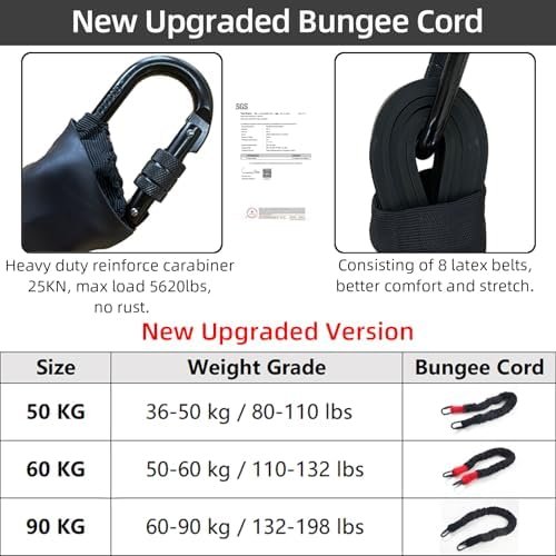 PRIOR FITNESS Bungee Fitness Set Yoga Bungee Adjustable Rope Resistance Air Dance Rope Exercise Fitness Home Gym Professional Training Equipment (50-100KG/110-220POUNDS) - Image 6