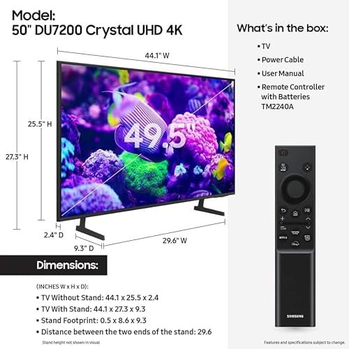 Samsung 50-in DU7200 Crystal UHD Smart TV - UN50DU7200FXZA (2024) (Renewed) - Image 2