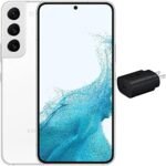 SAMSUNG Galaxy S22 5G (128GB, 8GB) 6.2'' AMOLED 2X, 50MP 4K Camera, Global Volte (Fully Unlocked for AT&T, Verizon, T-Mobile, Global) S901U1 (w/ 25W Charge Cube, Phantom White)(Renewed)